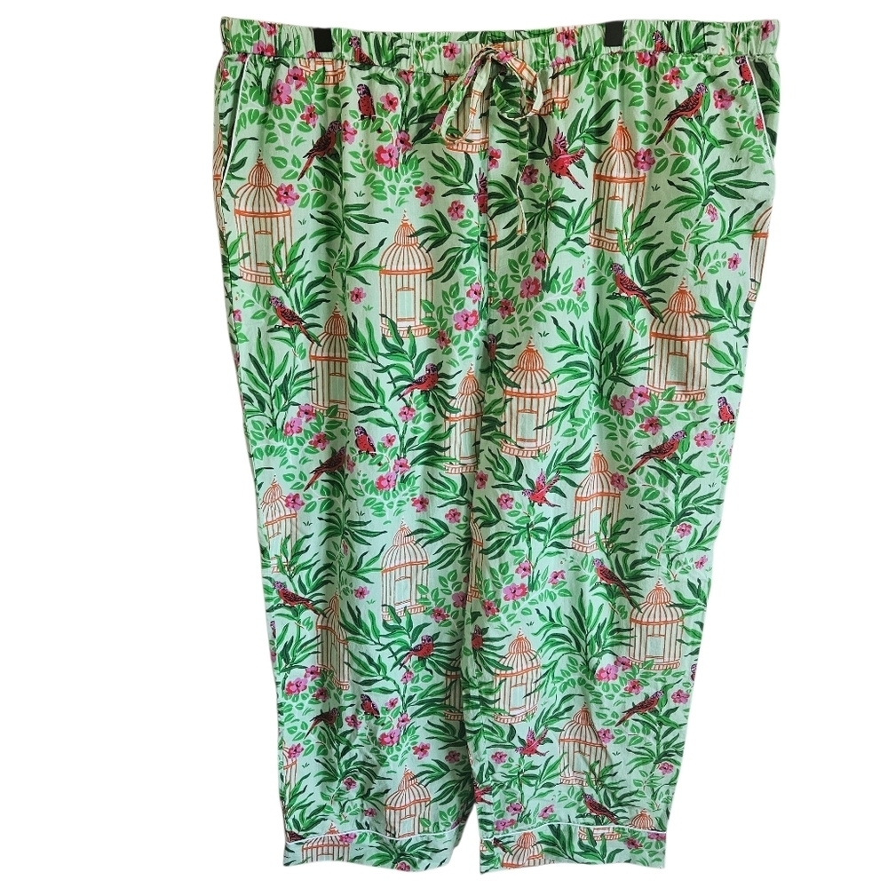 Printfresh Birds of a Feather Cropped Pajama Pants In Kiwi Slice - Picture 2 of 13